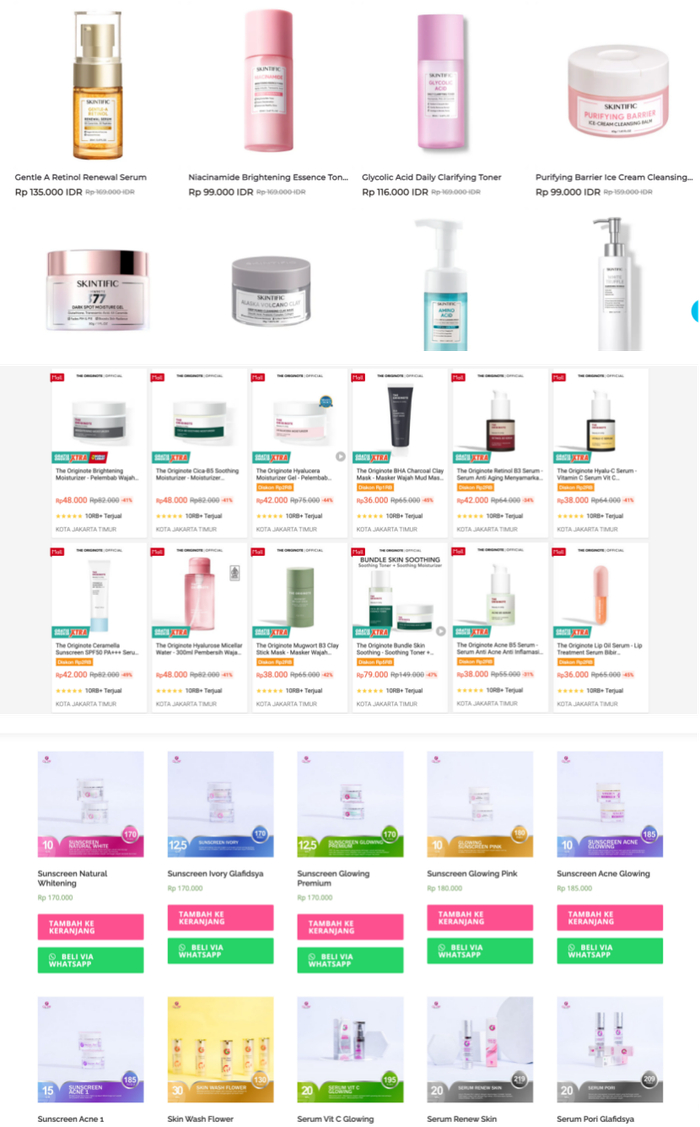 印尼gmv top3 品牌skintific(上),the originote(中),glafidsya skin