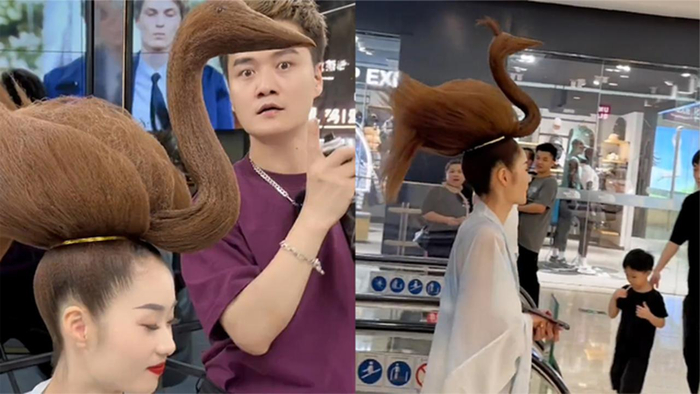 女子理发店做奇葩发型瞬间蜕变成天鹅回头率高达百分百