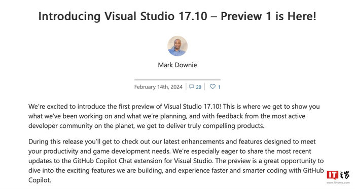 微软发布visualstudio1710首个预览版改进copilot等