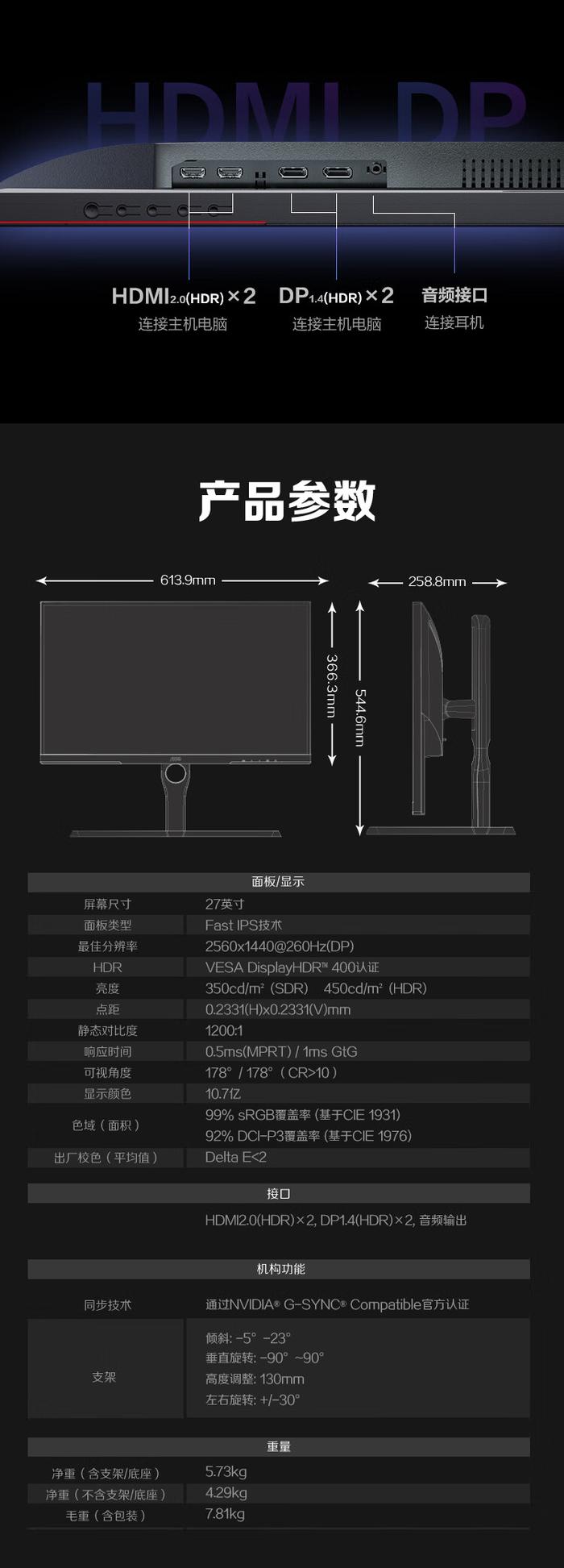 aoc 推出 27 英寸 2k 260hz 显示器 fastips hdr 400