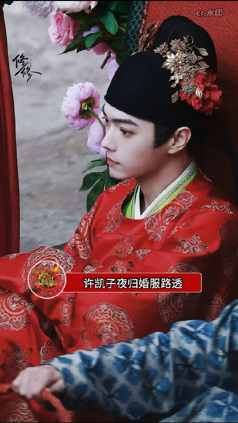 许凯头戴簪花身穿婚服,好俊俏的新郎官!古装男神_手机新浪网