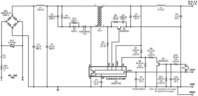 具体电路原理图显示如下:输出纹波:120mv.