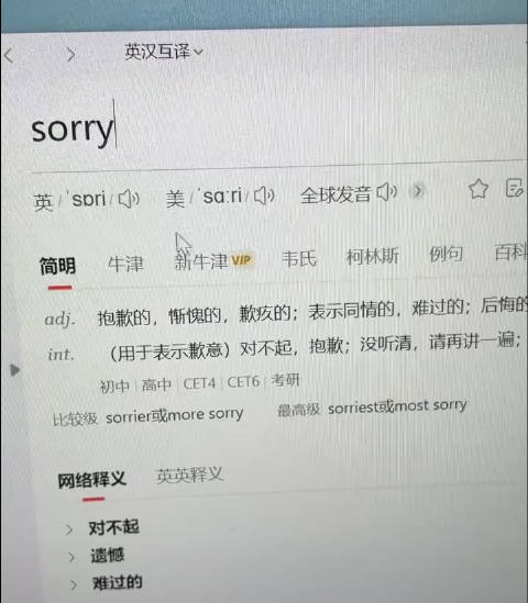 救怎么sorry的全球发音是朱丹的声音啊