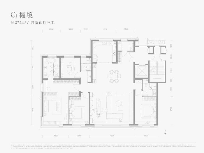 户型图建面约231㎡户型拥有约14.3米的超大面宽,客厅拥有约6.