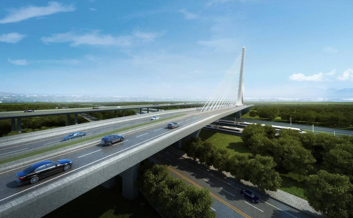 成都杉板桥路改造工程新进展跨铁路独臂斜拉转体桥主塔顺利封顶