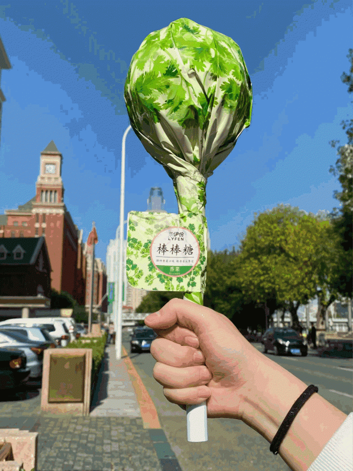 来伊份香菜棒棒糖；图片来源：小红书@牛晓年