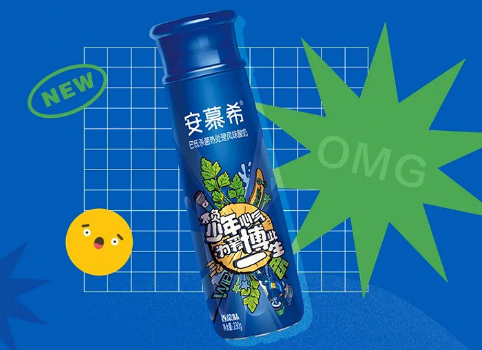 安慕希香菜味酸奶；图片来源：微信@安慕希