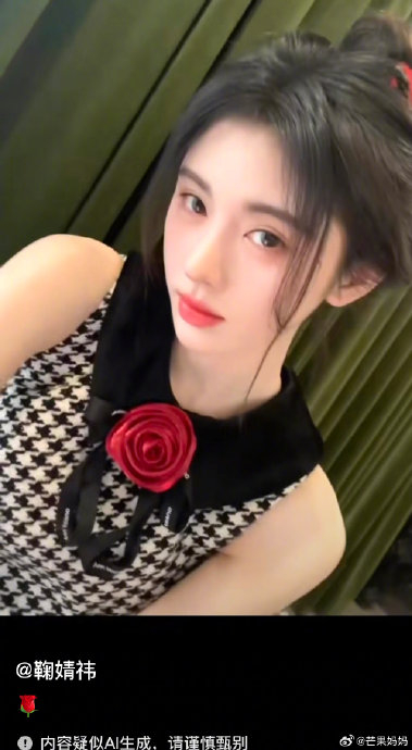 来自智能系统的最高评价,鞠婧祎的自拍被识别成"疑似ai"了|鞠婧祎