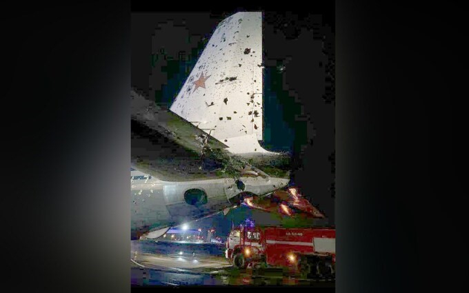 遭受重创的伊尔-22，该机在俄乌冲突期间被击落1架（普里戈津指挥的瓦格纳“正义游行”所为），重伤2架