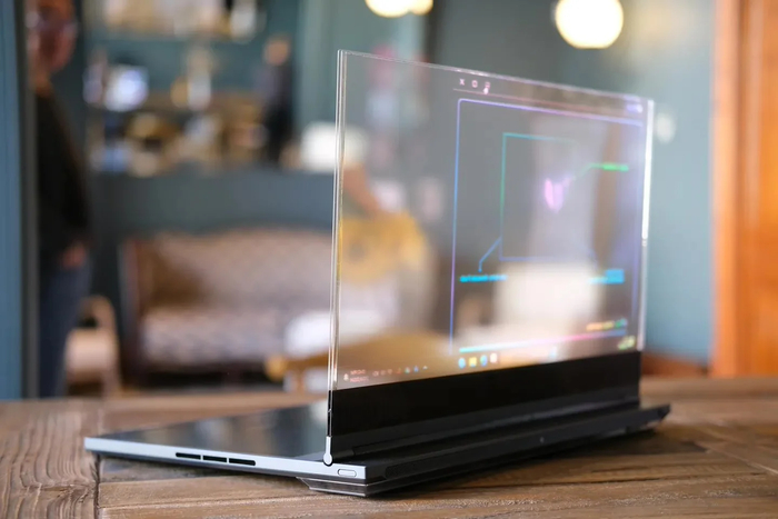thinkbook transparent display laptop的透明屏幕周围没有边框