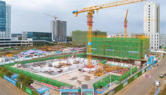 航拍正在加快建设的柯渡医学科技美安产业园项目。苏弼坤 摄