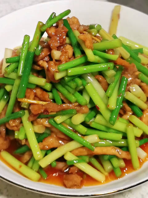 蒜苔炒肉丝你就这样做真的超级好吃