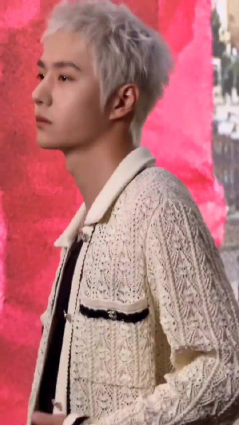 银色头发身穿香奈儿超季进入秀场王一博这气场绝了