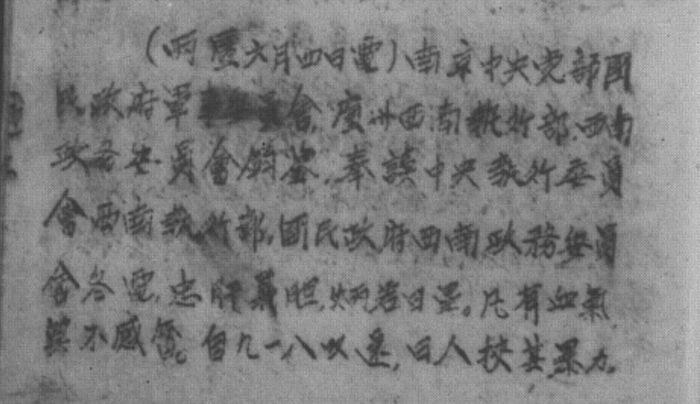 图9 《西南当局两个通电》“支电”