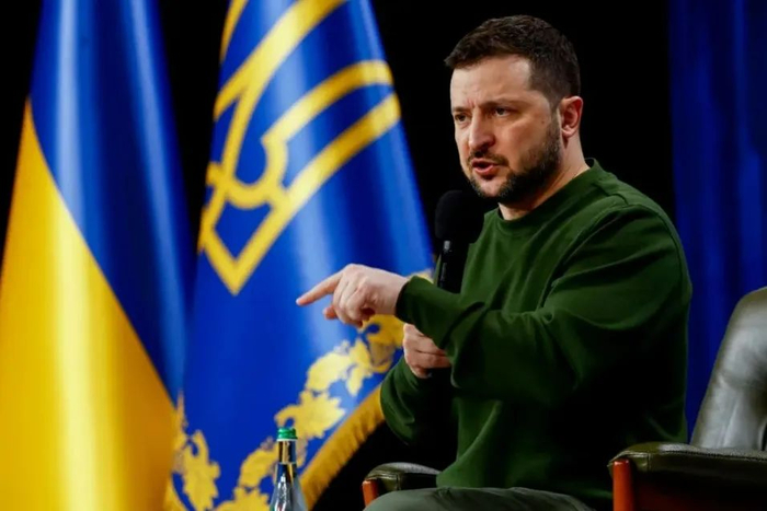 ▲当地时间2024年2月25日，乌克兰基辅，乌克兰总统泽连斯基出席新闻发布会。图/IC photo