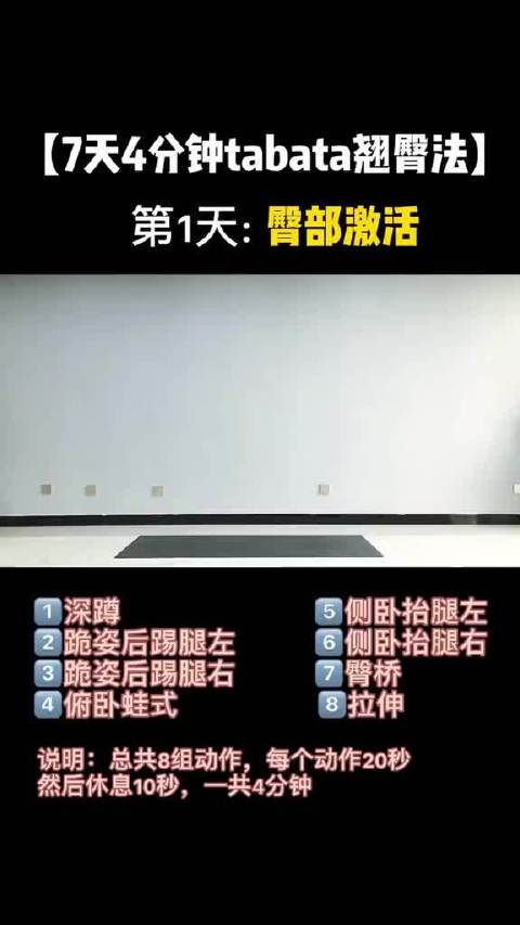 7天tabata翘臀法只需四分钟燃炸臀部
