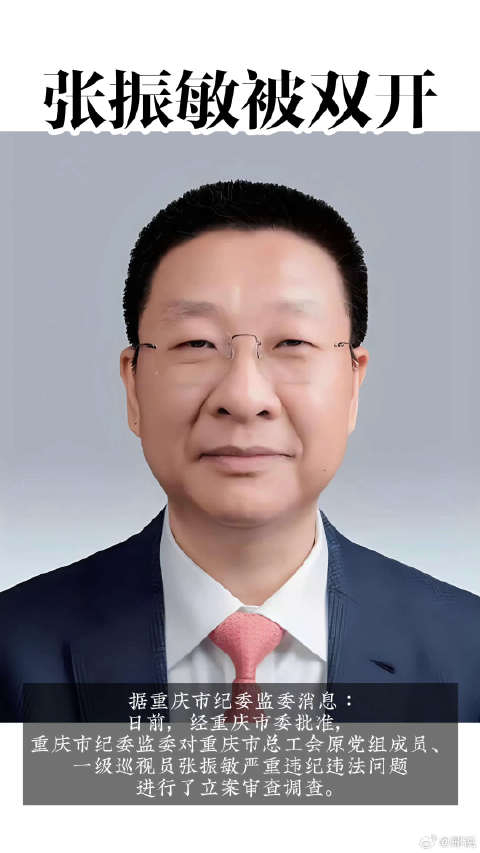 重庆市总工会原党组成员,一级巡视员张振敏被开除党