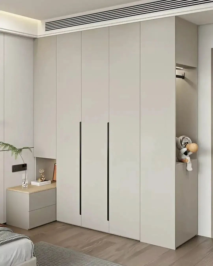 衣柜加床头柜一体化设计,再也不用担心床头柜的尺寸不合适了