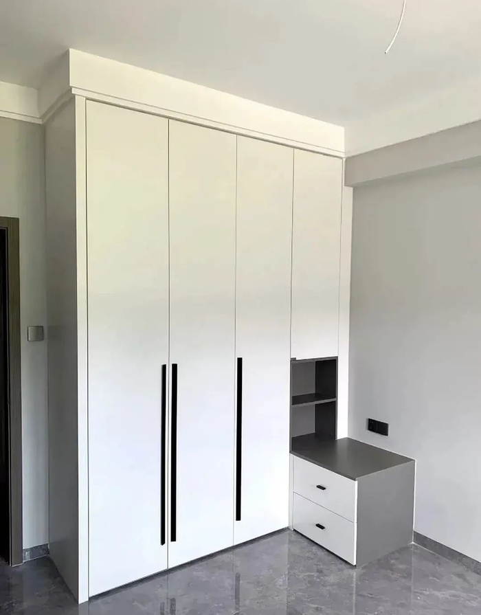 衣柜加床头柜一体化设计,再也不用担心床头柜的尺寸不合适了