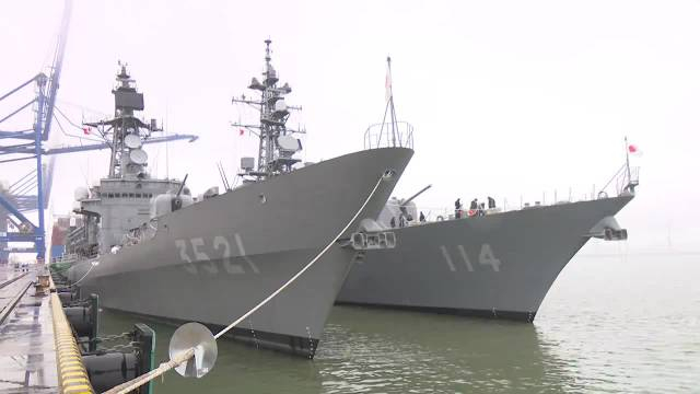 3月1日日本海自114凉波号驱逐舰3521岛风号训练舰到访越南海防港日越
