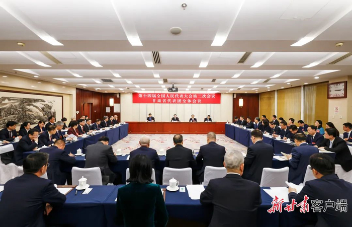 甘肃代表团举行全体会议胡昌升任振鹤参加