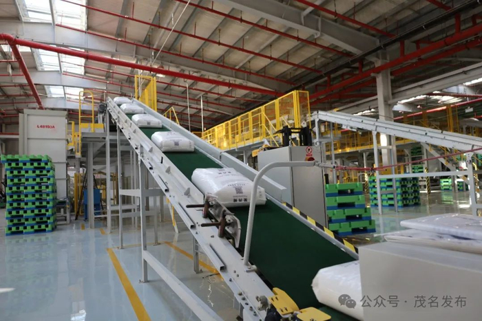 东华能源茂名项目成品库聚丙烯颗粒自动装袋生产线。刘栋铭 摄