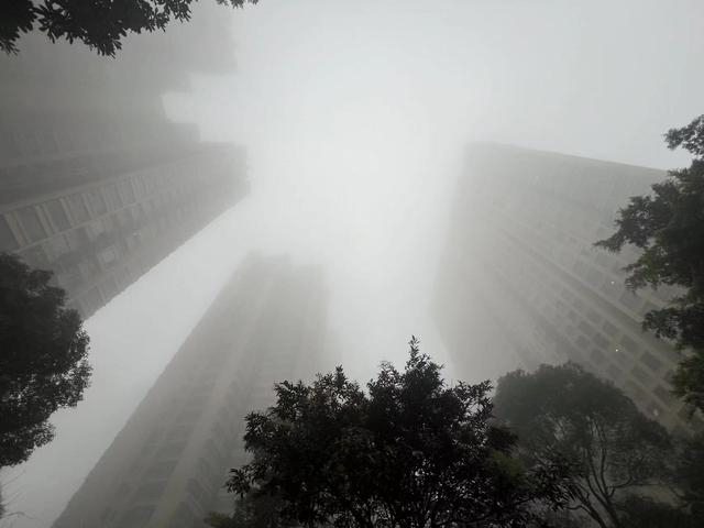 4日,大雾锁邕城,许多市民打开窗户发现,室外一片白茫茫,云雾缥缈,城市