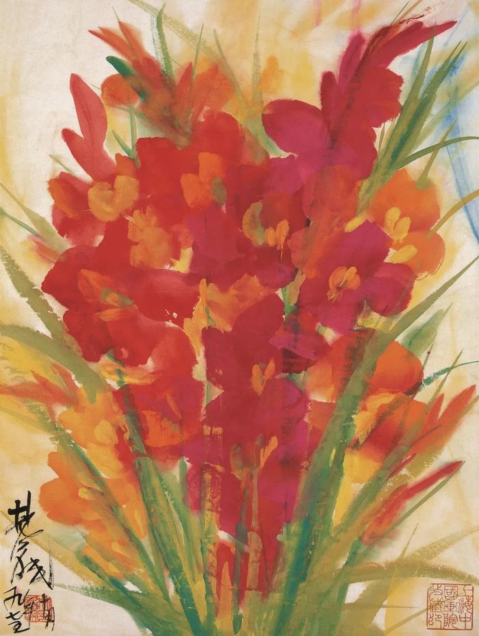 《鲜花（之一）》，林风眠，中国画，44×34.5cm 1975年，上海中国画院藏