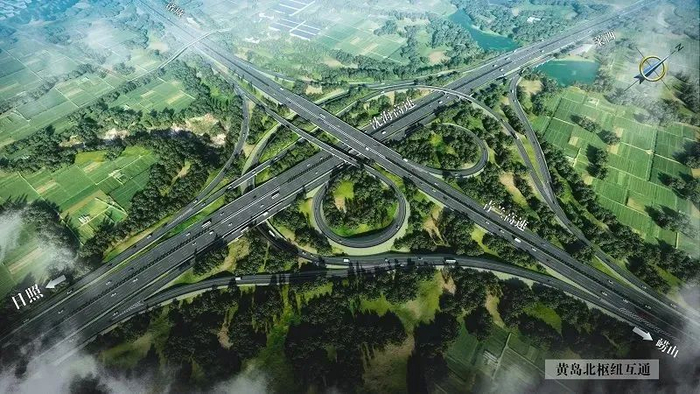 沈海高速改扩建工程黄岛北枢纽互通立交效果图