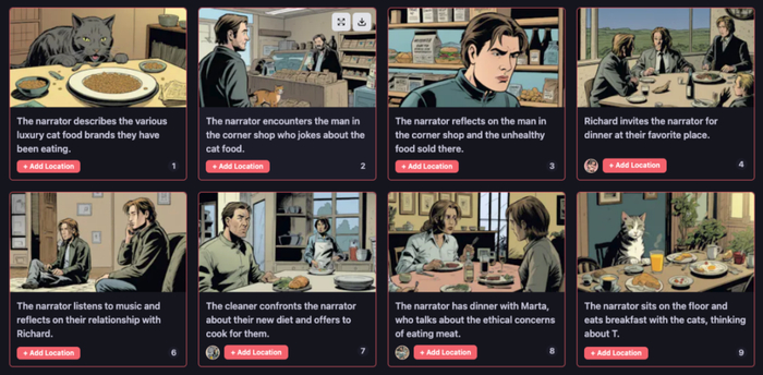 图 | 用人工智能生成的故事板（来源：LORE MACHINE / WILL DOUGLAS HEAVEN）