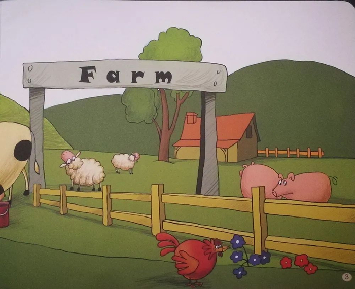 农场里住着许多动物.on the farm,there lived many animals.