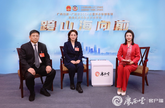 防城港市市长黄江及全国人大代表,崇左市市长迟威,就广西"打造国内