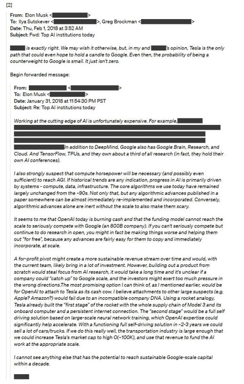 openai晒邮件马斯克曾扣留资金想当ceo并把公司并入特斯拉