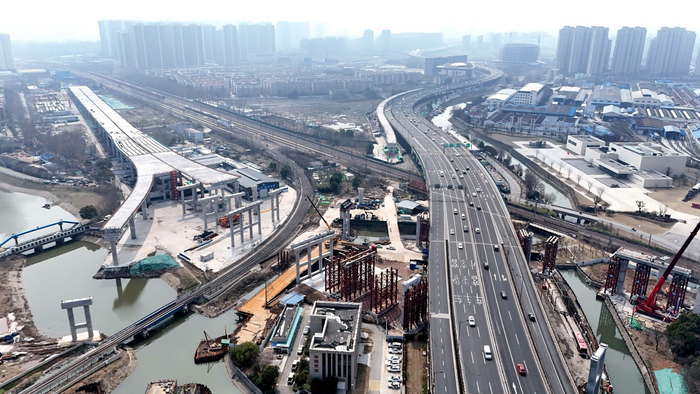 南京建宁西路过江通道,在江北大道上方"搭积木"|南京市|建宁|过江通道