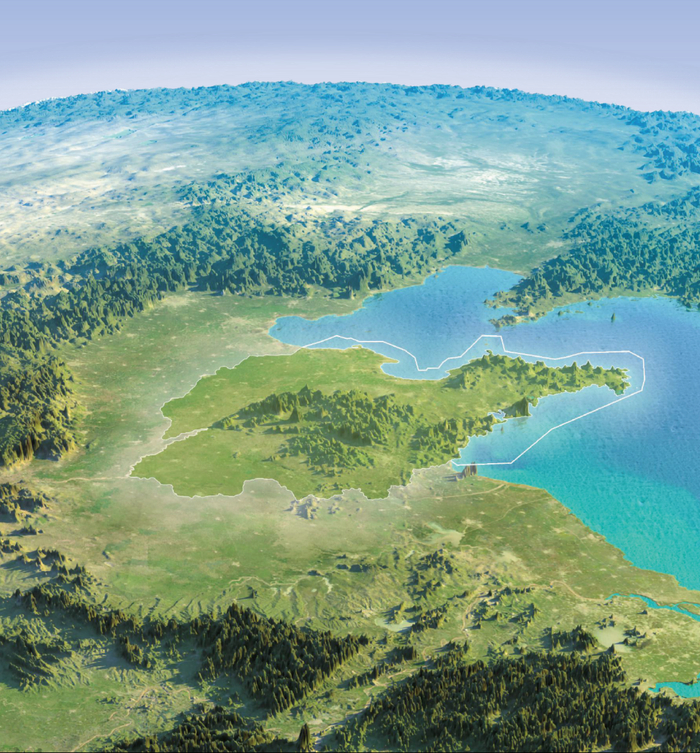 形状宛如一只立足大地,面朝大海的雄鹰,东临黄海和渤海,身披华北平原