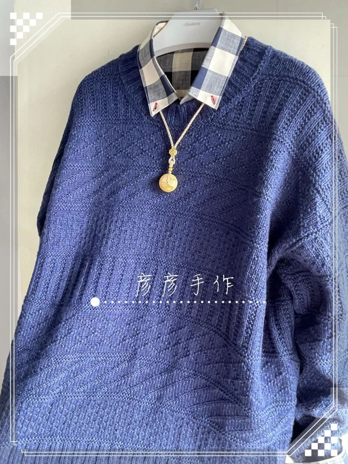 从上往下编织的网红风暴男士宽松毛衣(附图解)