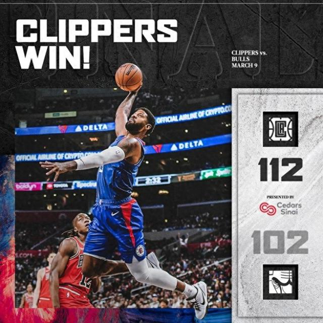 快船今日赢球海报封面人物给到乔治!