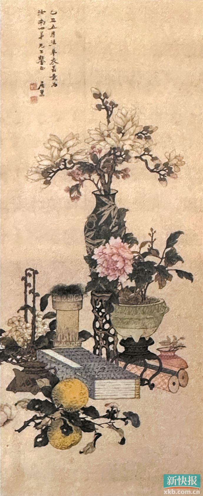 居巢《玉堂富贵》设色纸本,立轴,《寻芳十香园》,吕兆球居巢,以梅生