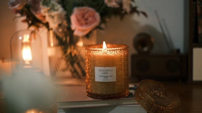 意大利choefulan浮雕繁花玻璃杯香薰蜡烛,貌美好闻,可持续燃烧90~100