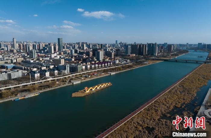 航拍太原汾河巨龙新装亮相