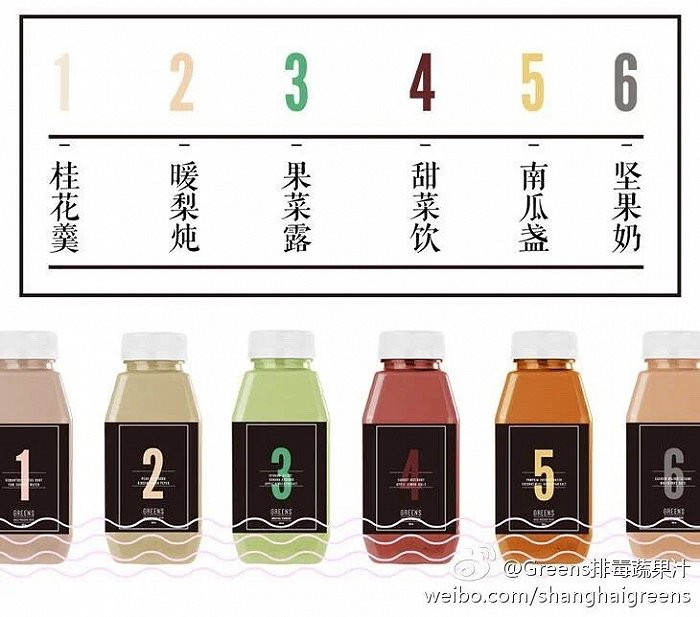 Greens的暖饮排毒套餐；图片来源：微博@Greens稞悦