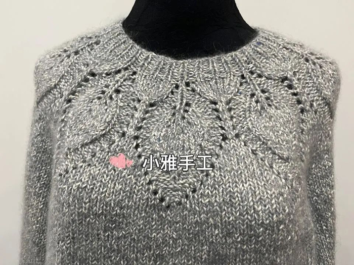 白茶,粗针织女士圆领叶子花棒针毛衣(附图解)|毛衣_新浪新闻