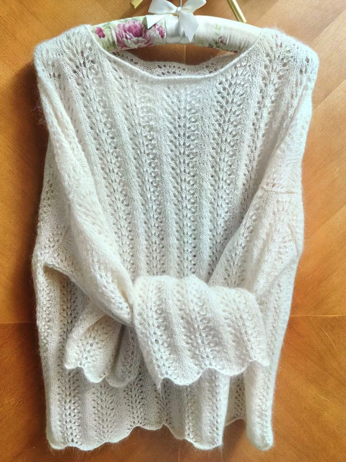 新云马新云侣凤尾花镂空马海毛衣,温柔慵懒(附图解)|马海|毛衣_新浪