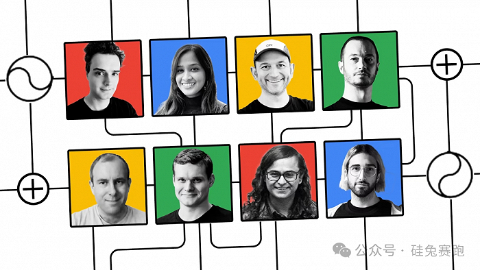 Transformer论文八位作者，第一排第一位为Llion Jones | 图源：Financial Time