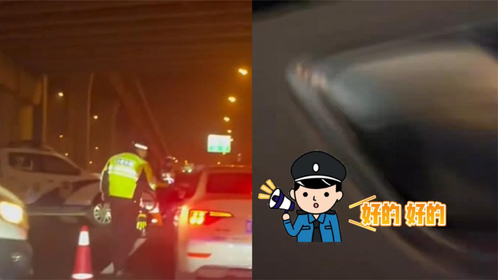 男子开车遇查酒驾机智上前反映后车开大灯太晃眼光速出警