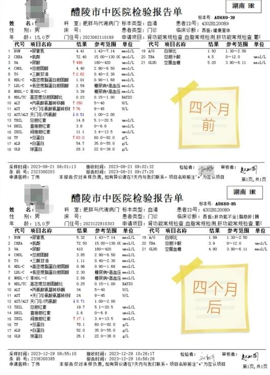 62mmol/l),肝功能异常(谷丙转氨酶150