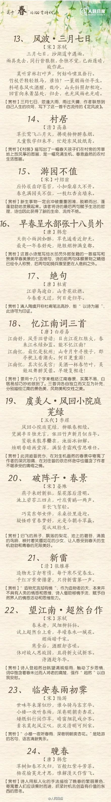 100首描写春天的古诗美得令人心醉赶紧给孩子收藏了