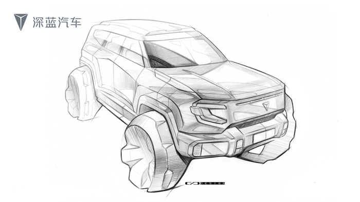 长安深蓝g318设计手稿曝光硬朗科幻风3月18日亮相