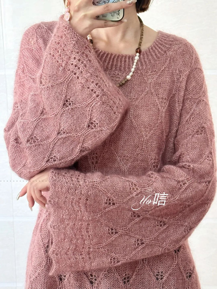 云羽织就仙气飘飘的真丝马海毛套衫(附花样解)|仙气|马海毛|套衫_新浪