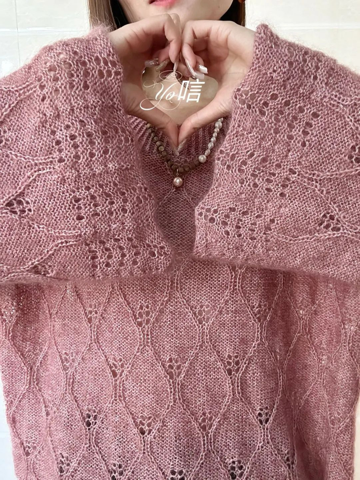 云羽织就仙气飘飘的真丝马海毛套衫(附花样解)|仙气|马海毛|套衫_新浪